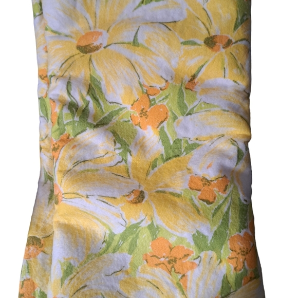 VTG Thermal blanket Satin nylon binding Bold Floral Yellow Country Shabby Chic - Picture 9 of 11